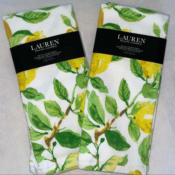🎉HP🎉Lauren Ralph Lauren 8pc Lemon Kitchen Set—4 Towels 2 mats 2 mini mitts🍋 - Picture 8 of 15